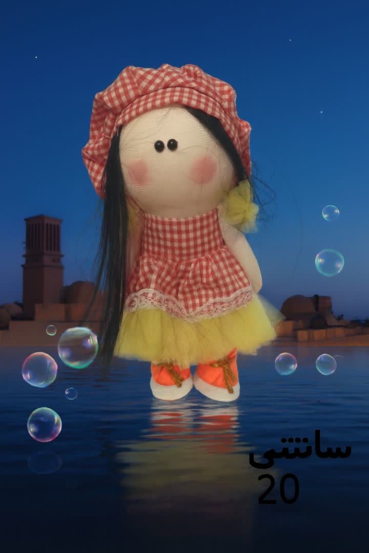 عروسک طرح روسی مدل لباس توردار ارتفاع 20سانتی متر