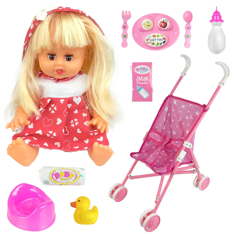 عروسک بیبی بورن 9 کاره با کالسکه‌و وسایل