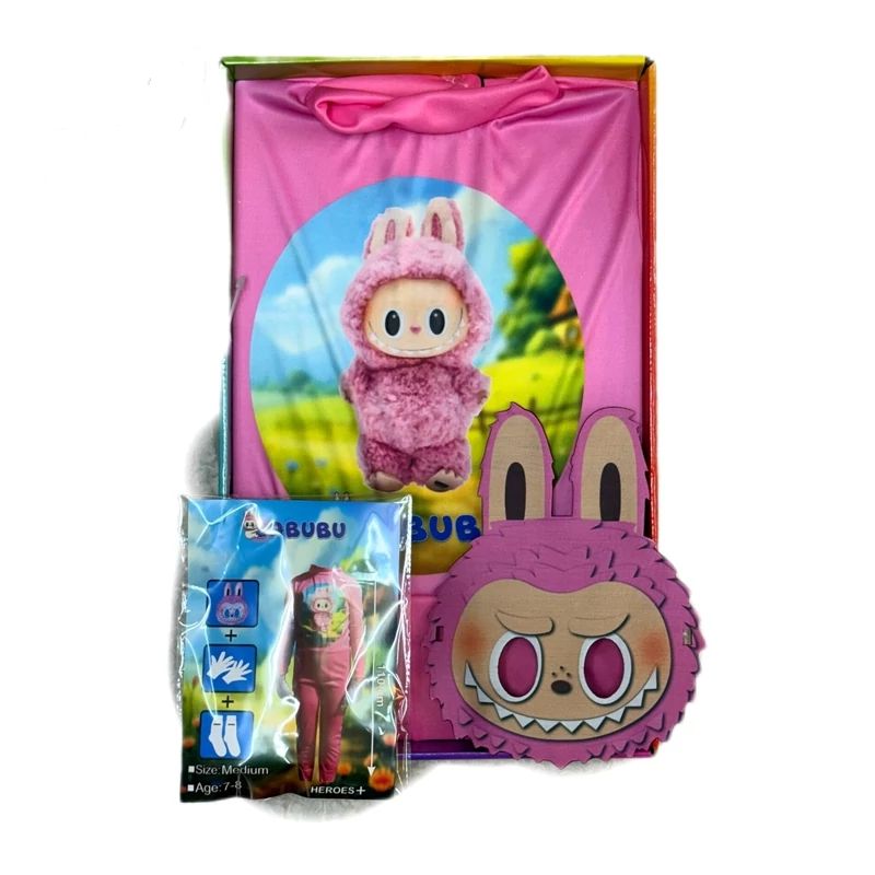 ست لباس شخصیتی لبوبو مدل پارچه کشی طرح صورتی